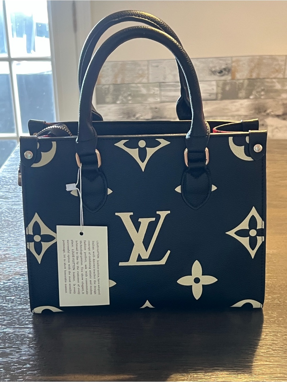 LV  Black & White Monogram Leather Satchel - Picture 2 of 14